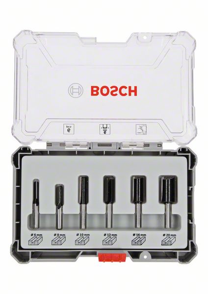 Bosch Fräser-Set, 6-teiliges Nutfräser-Set, 6-mm-Schaft. Für Handfräsen