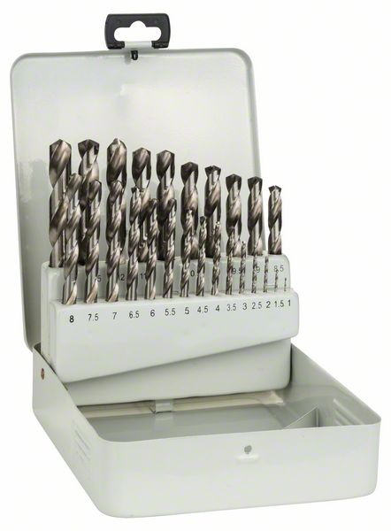 Bosch 25-tlg. Metallbohrer-Set HSS-G, DIN 338, 135° in Metallkassette, 1-13 mm