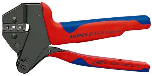KNIPEX 97 43 05 Crimp-Systemzange für auswechselbare Crimpeinsätze mit Mehrkomponenten-Hüllen brüniert 200 mm