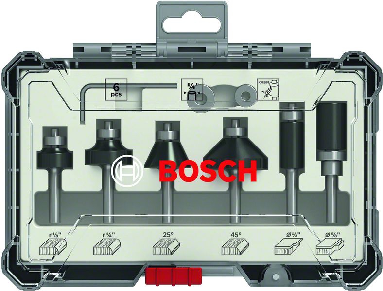 Bosch 6-teiliges Rand- und Kantenfräser-Set, 1/4-Zoll Schaft. Für Handfräsen