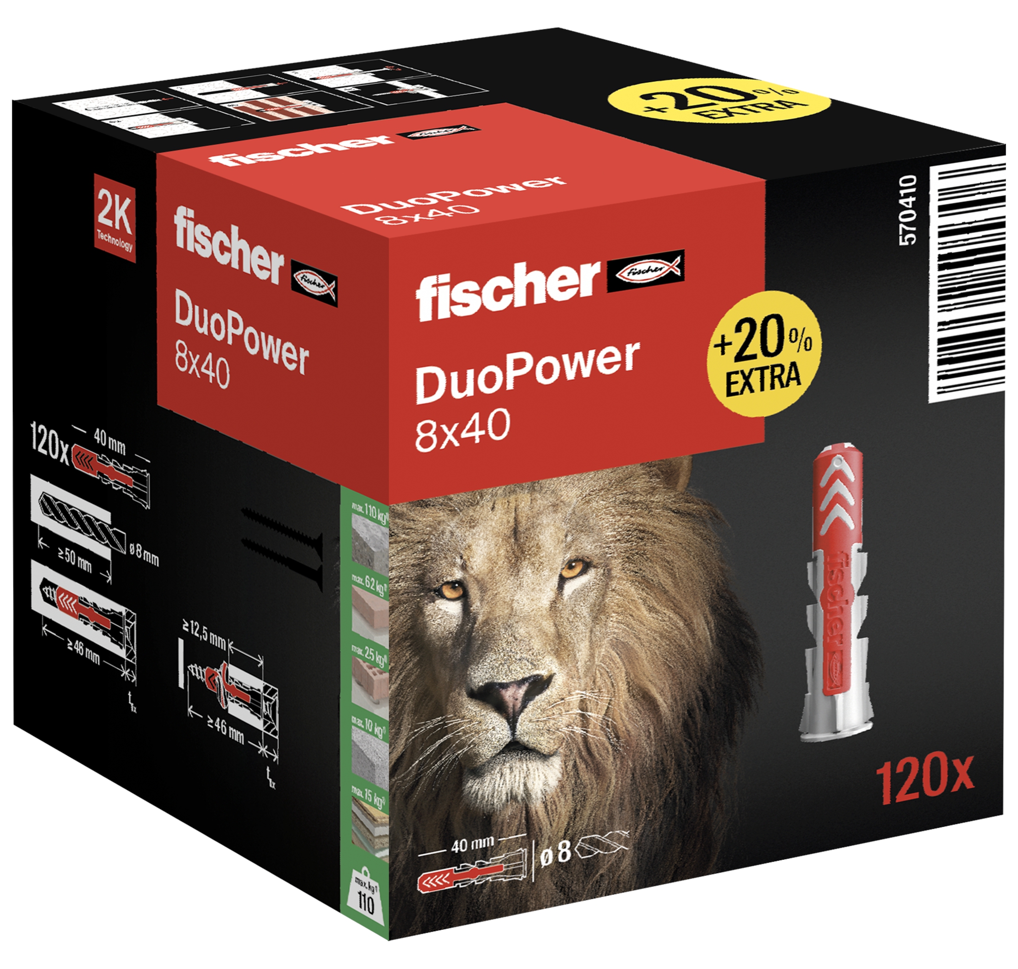Fischer DuoPower 8 x 40 (+20% mehr Inhalt). Das Duo aus Power und Schlauer