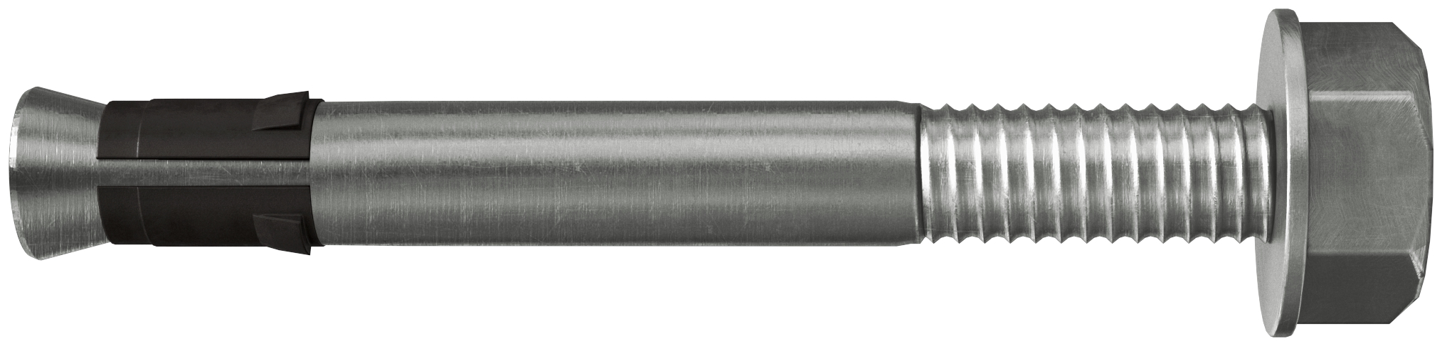 Fischer FNA II 6 x 30 M6/5 HCR. Der montagefreundliche Schlaganker aus hochkorrosionsbeständigem Stahl mit Gewinde und Flanschmutter für die Mehrfachbefestigung.