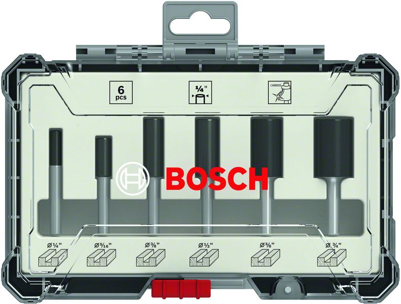 Bosch Fräser-Set, 6-teiliges Nutfräser-Set, 1/4-Zoll Schaft. Für Handfräsen