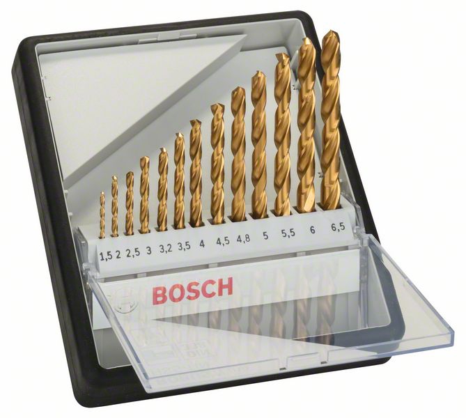 Bosch 13-tlg. Metallbohrer-Set, Robust Line, HSS-TiN, 135°, 1,5-6,5 mm