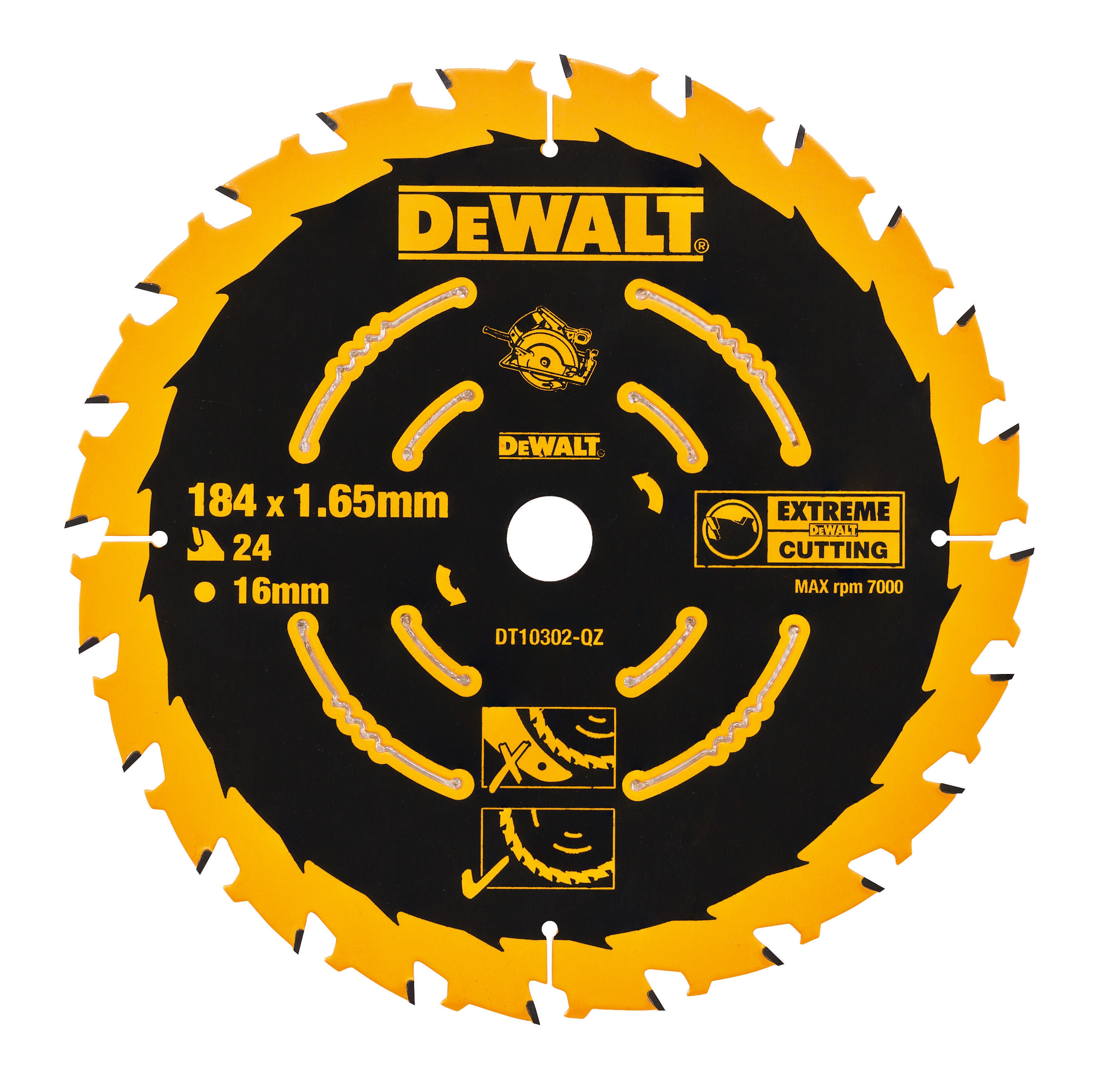 Dewalt DT10302-QZ,  ELITE Kreissaegeblaett. 184/16 mm 24WZ, 184 x 16 mm/ 24WZ ELITE Kreissägeblätter für Handkreissägen