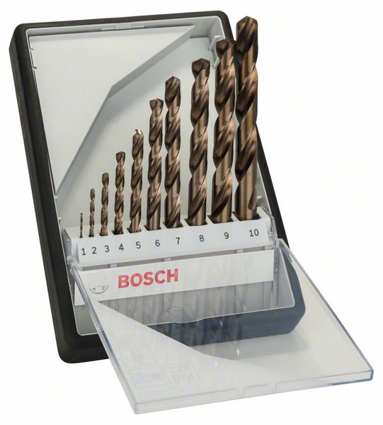 Bosch 10-tlg. Metallbohrer-Set, Robust Line, HSS-Co, 1-10 mm
