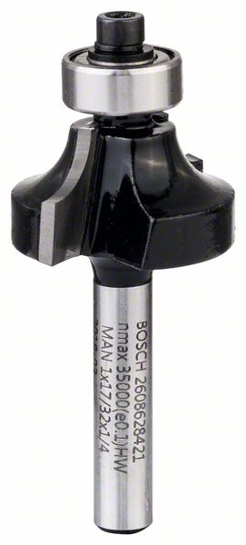 Bosch Abrundfräser, 1/4-Zoll, R1 6,3 mm, D 25,4 mm, L 13,2 mm, G 54 mm