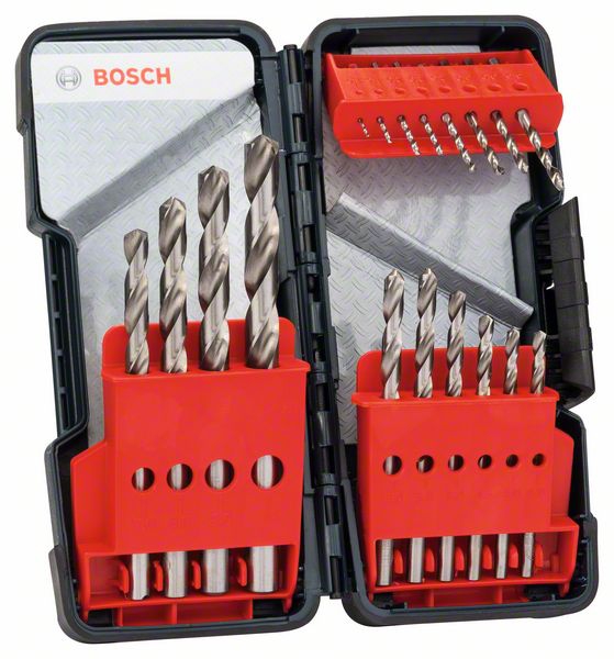 Bosch 18-tlg. Metallbohrer-Set, Toughbox, HSS-G, DIN 338, 135°, 1-10 mm