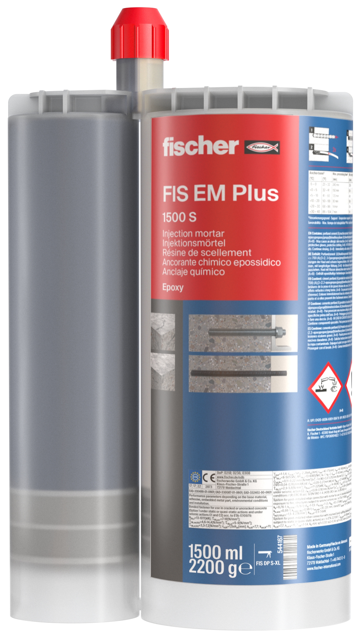 Fischer FIS EM Plus 1500 S. Der leistungsstarke Injektionsmörtel für nachträgliche Bewehrungsanschlüsse und Verankerungen in gerissenem Beton