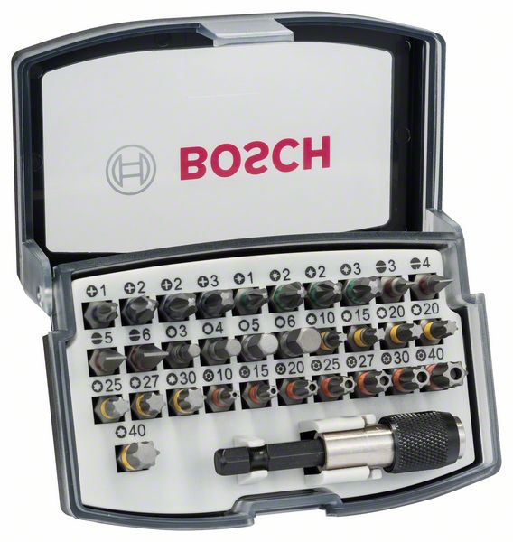 Bosch 32-tlg. Schrauberbit-Set, PH, PZ, H, T. Für Bohrmaschinen/Schrauber