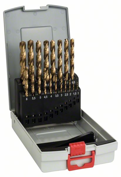Bosch 19-tlg. ProBox -Set HSS-TiN, 1-10 mm. Für Bohrmaschinen/Schrauber
