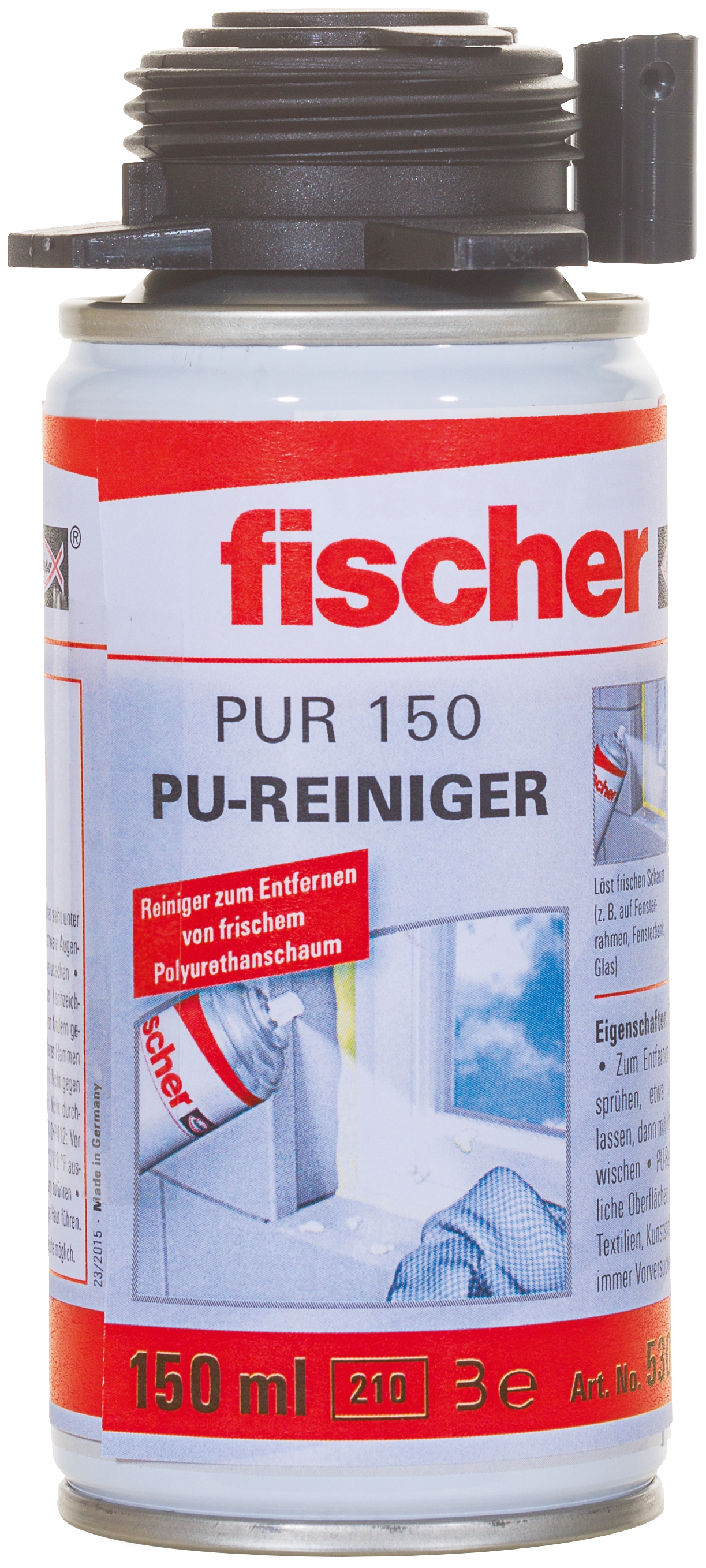 Fischer PUR 150. Hochaktiver PU-Reiniger für die Reinigung von Schaumpistolen.