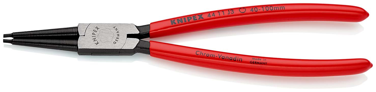 KNIPEX 44 11 J3 SB Sicherungsringzange für Innenringe in Bohrungen mit Kunststoff überzogen schwarz atramentiert 225 mm (SB-Karte/Blister)