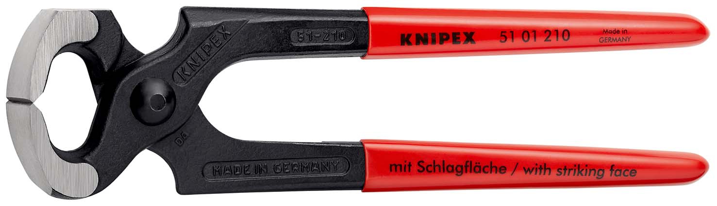 KNIPEX 51 01 210 SB Hammerzange mit Kunststoff überzogen schwarz atramentiert 210 mm (SB-Karte/Blister)