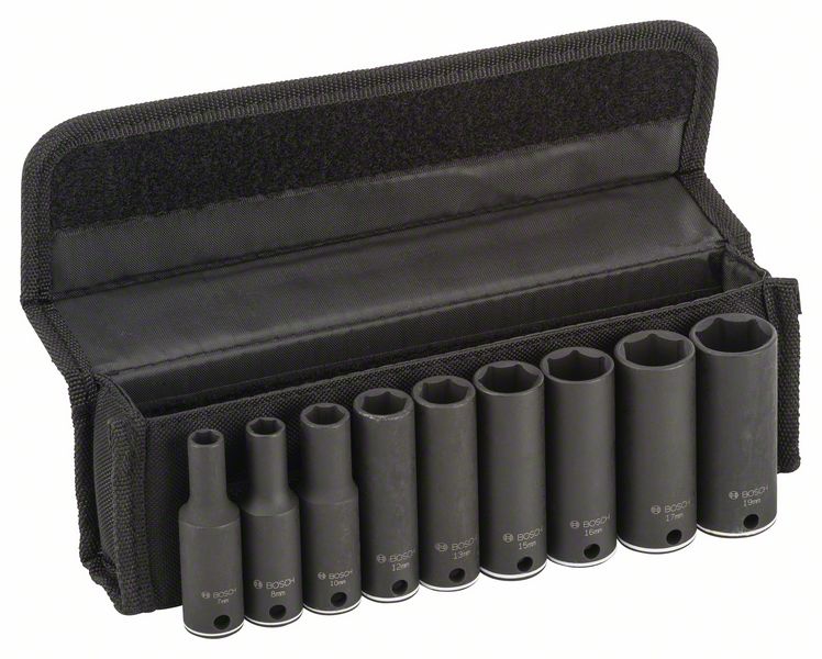 Bosch Steckschlüssel-Set, 9-tlg., 7-19 mm lang